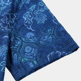 Blauw Hawaï-herenoverhemd met grote bloemen