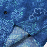 Blauw Hawaï-herenoverhemd met grote bloemen