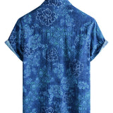 Blauw Hawaï-herenoverhemd met grote bloemen