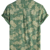 Groen retro Hawaï-herenoverhemd met borstzak