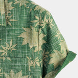 Groen retro Hawaï-herenoverhemd met borstzak