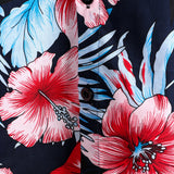 Marineblauw herenoverhemd met tropische bladeren