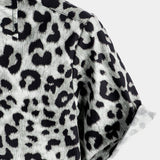 Grijs herenoverhemd met luipaardprint