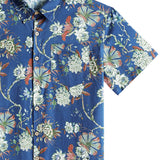Blauw herenoverhemd met kleine bloemetjes