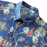 Blauw herenoverhemd met kleine bloemetjes