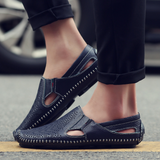Leren herensandalen met bandjes