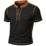 Henley-herenshirt met contrasterende afwerking