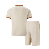 Herenset met wafelgebreide polo en korte broek