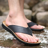 Leren herensandalen met open neus