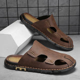 Leren herensandalen