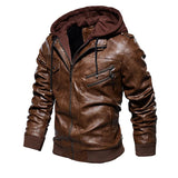 Leren herenjas met capuchon