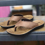 Leren herensandalen met open neus
