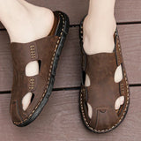Leren herensandalen