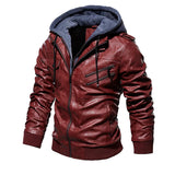 Leren herenjas met capuchon