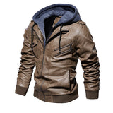 Leren herenjas met capuchon