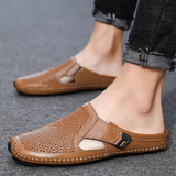 Ademende Italiaanse leren herensandalen