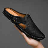 Ademende Italiaanse leren herensandalen