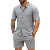 Retro gebreide herenset met overhemd en korte broek
