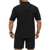 Retro gebreide herenset met overhemd en korte broek