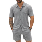 Retro gebreide herenset met overhemd en korte broek
