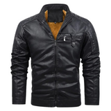Retro leren herenjas met warme fleecevoering