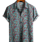 Groen vintage herenoverhemd met paisleyprint