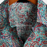 Groen vintage herenoverhemd met paisleyprint