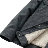 Grafietkleurige velours herenjas met sherpakraag