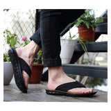Leren herensandalen met open neus