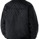 Geruite herenjas met suède-look