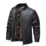 Vintage leren herenjas met fleecevoering