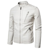 Elegante leren herenjas met staande kraag