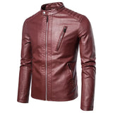 Elegante leren herenjas met staande kraag
