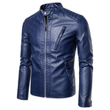 Elegante leren herenjas met staande kraag