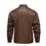 Vintage leren herenjas met fleecevoering