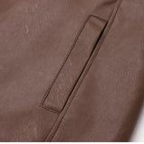 Vintage leren herenjas met fleecevoering