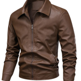 Elegante winddichte leren herenjas