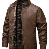 Vintage leren herenjas met fleecevoering